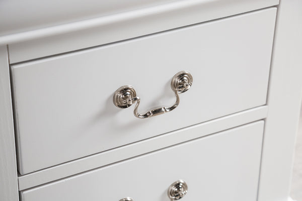 English Elm Transitional White Chest Solid Wood Dovetail Drawers Nickel Pulls Bedroom Storage B2741P372711