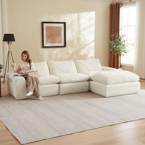 English Elm Modern Chenille Modular Sectional Sofa with Foot Pedals for Living Room Comfort Beige W3396S00065