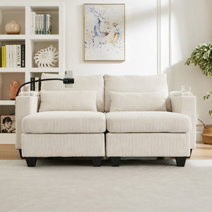 English Elm Convertible Chaise Lounge Sofa Bed With Usb Ports, Cup Holders & Storage – Modern Comfort In Beige N719S002020A