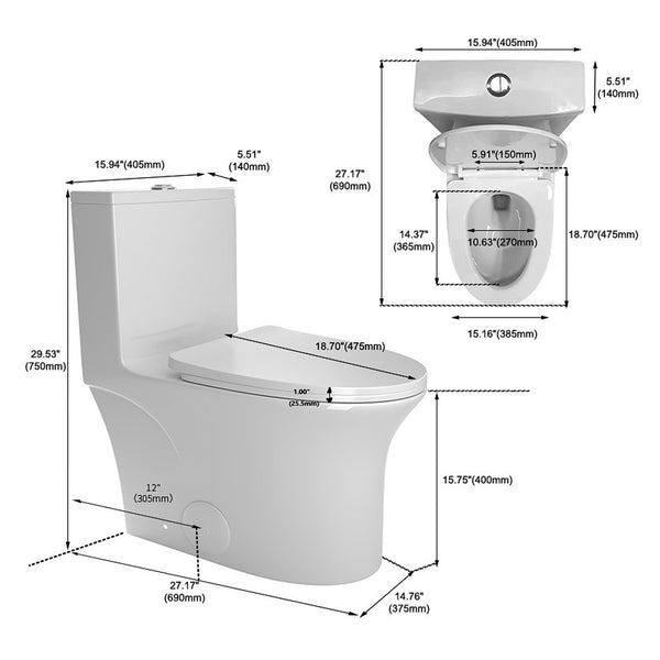 English Elm 1.1/1.6 Gpf Elongated One-piece Toilet Skirted Ceramic Comfort Height Watersense B2724P246933