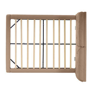 English Elm Christopher Knight Home® - Queen Plush Leather Upholstered Bed Frame with Wingback Headboard, Wavy Footboard, Quiet Support khaki 37.59 L x 32.25 W x 13 H N761S0000022M