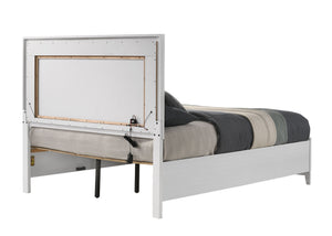 English Elm Haiden Queen Bed with LED-Illuminated Panel Headboard, Silver Trim & Under-Bed Storage Drawers White 29 L x 21 W x 13 H B2726S00139