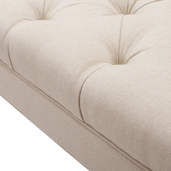 English Elm Alma Velvet Tufted Entryway Bench with Flared Arms and Bolster Pillows Included B2719P238454