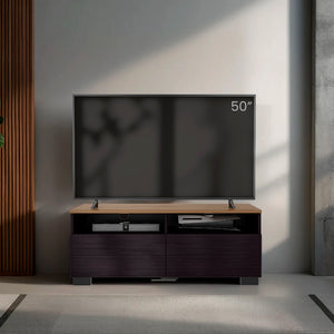 English Elm Tanner Low Profile Tv Stand with Open Shelves Two Tone Wood Finish Media Console B092P439923