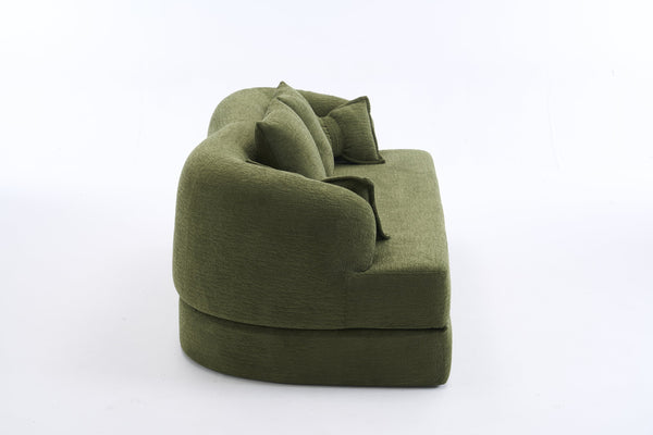 English Elm (old Sku W2231p392100) Chenille Sleeper Sofa Foldable Convertible Loveseat with Four Pillows Green W2231P466737