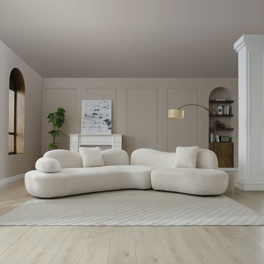 English Elm 5+5, Sculptural Boucle Modular Sofa Crescent Curved Butterfly Back Living Room Seating W2664S00110