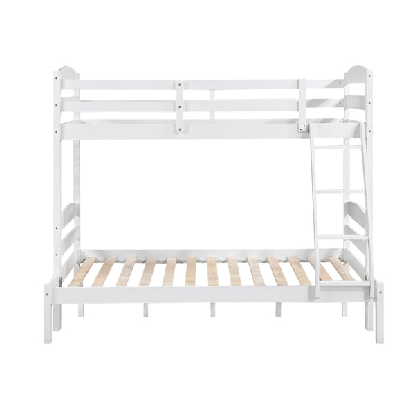 English Elm Twin Twin-over-Twin Bunk Bed with Guard Rails and Ladder, Wood-Engineered Frame, Space-Saving Dorm Style White 81.5 L x 20.5 W x 10 H B011P362600