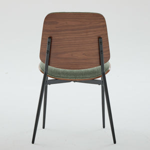 English Elm Dining Chairs Mid Century Modern Walnut Back Faux Leather Upholstered Seat Ergonomic Curved Back Waterproof PU Fabric Stable Metal Legs Olive Green W1143P379861