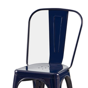 English Elm Set Of 2 Dark Blue Industrial Metal Dining Chairs - Stackable, Lightweight, Easy-Clean, Modern Design B347P383092-GIGA