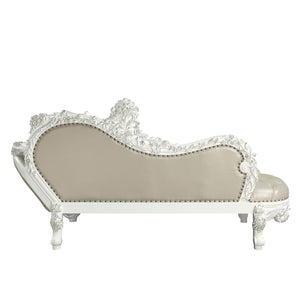English Elm Vanaheim Upholstered Bench Beige Pu Leather Antique White Base Bedroom Entryway B2756P461922