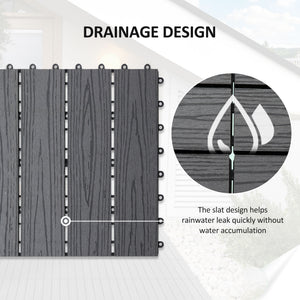 English Elm Outsunny Composite Interlocking Patio Tiles Wood Look Outdoor Flooring for Balcony Porch W2225P174539