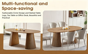 English Elm Wooden Oval Extendable Dining Table with Slatted Legs Seats up to Six Mid-century W3590P426263