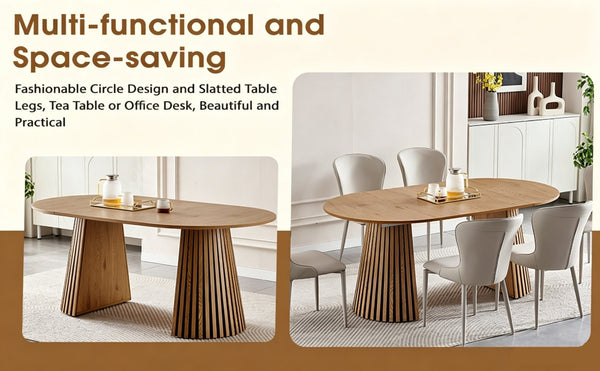 English Elm Wooden Oval Extendable Dining Table with Slatted Legs Seats up to Six Mid-century W3590P426263