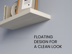 English Elm Fm Furniture Iva Contemporary Floating Shelves - Modern White Oak Melamine, Space-Saving Design X2 B128P361100-GIGA