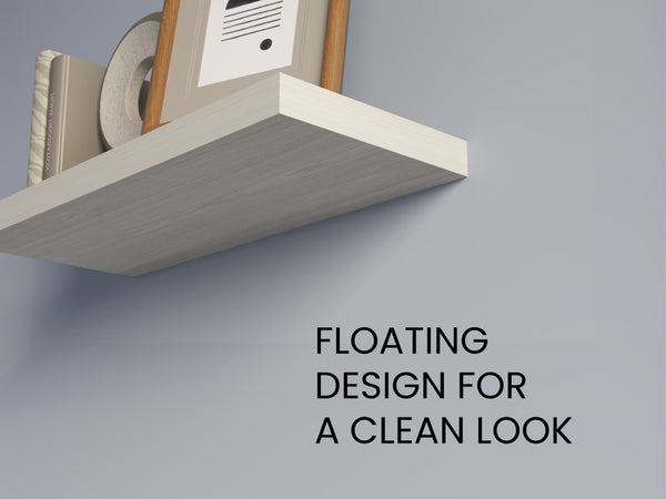 English Elm Fm Furniture Iva Contemporary Floating Shelves - Modern White Oak Melamine, Space-Saving Design X2 B128P361100-GIGA