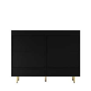 English Elm Sideboard,shoe Cabinet Four Door Entryway Organizer with Adjustable Shelves Modern Black W1321S00042