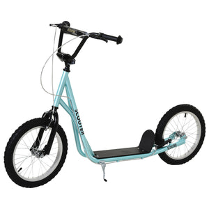 English Elm Aosom Youth Kick Scooter Steel Frame Inflatable Wheels Dual Brakes Adjustable Bar Blue W2225P217071