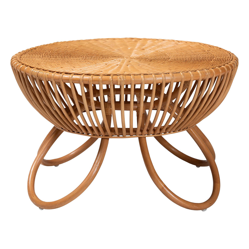 English Elm Bohemian Round Rattan Coffee Table Woven Honey Finish Organic Living Room Accent B2750P467844