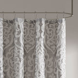 Madison Park Odette Traditional Jacquard Shower Curtain MP70-6875 Silver/Silver