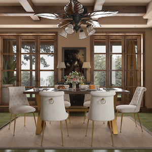 English Elm 70.8 Inch Walnut Top Dining Table with Brushed Gold Steel Base Seats Six T3609S00001