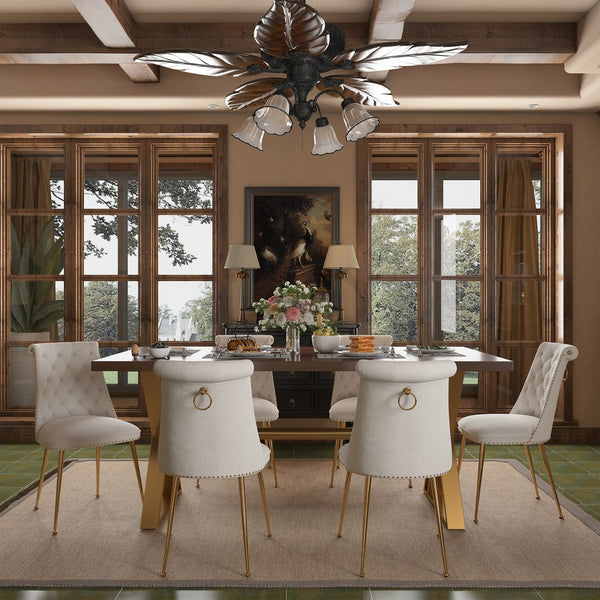 English Elm 70.8 Inch Walnut Top Dining Table with Brushed Gold Steel Base Seats Six T3609S00001