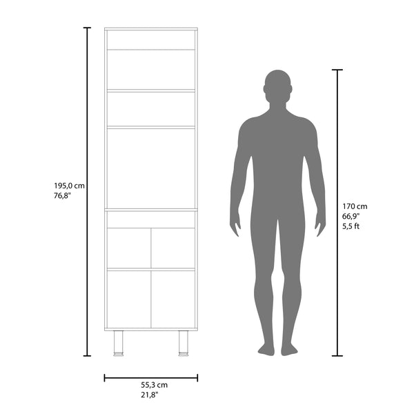 English Elm Austin Freestanding Pantry Cabinet with Appliance Shelf and Dual Enclosed Storage Zones B200P445766