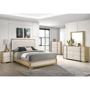 English Elm Lincoln Natural 5-Piece Queen Bedroom Set: Stylish Comfort, Illuminated Headboard & Ample Storage! B062S01367