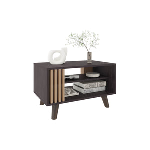 English Elm Coffee Coffee Table with 1 Door & 2 Shelves, Black Wengue/Natural Oak, Engineered Wood, 26.1"W Stylish Storage B097P369429