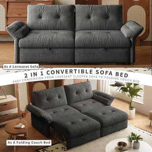 English Elm This Chenille Convertible Sofa Bed Seats Three and Unfolds Flat for Guests Easily Grey W3820S00046