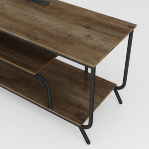 English Elm There TV Stand with LED Lights, Power Outlets & 2 Fabric Drawers for 55-75" TVs, App-Controlled Ambience and Ample Storage Light Gray W2977P224348