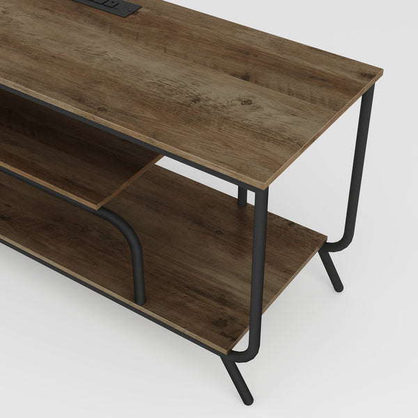 English Elm There TV Stand with LED Lights, Power Outlets & 2 Fabric Drawers for 55-75" TVs, App-Controlled Ambience and Ample Storage Light Gray W2977P224348