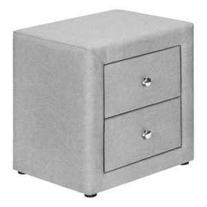 English Elm Nightstand, Grey Linen Upholstered End Table With Storage Drawers – Perfect For Bedroom & Living Room B2710P219503