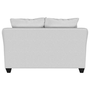 English Elm Alcazar Sand Track Arm Loveseat in Gray Mist Upholstery with Toss Pillows, Plush Firm Cushions, Modern Style B062P354052