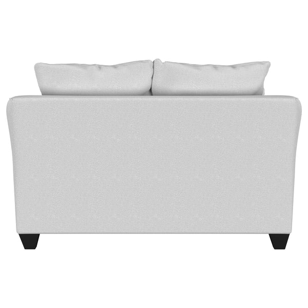 English Elm Alcazar Sand Track Arm Loveseat in Gray Mist Upholstery with Toss Pillows, Plush Firm Cushions, Modern Style B062P354052