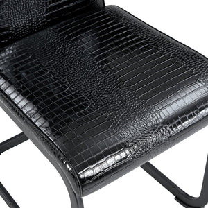 English Elm Set of 2 Glam Faux Alligator Pvc Dining Chairs with Crystal Buckle Bow Legs W3875P371067