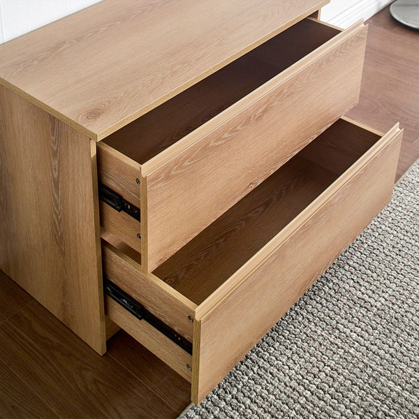 English Elm Devi Modular Wall Mounted Closet System Five Oak Melamine Units for Bedroom Storage B040S00119