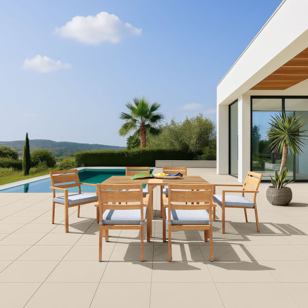 Zuo Modern Riviera Extendable Dining Table Natural – Solid Acacia Wood, Stylish Design For Indoor & Outdoor Use Natural Solid Acacia Wood 704154-zuo-modern