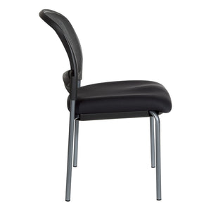OSP Home Furnishings Titanium Frame Stackable Office Visitor Chair with Mesh Back and Padded Ergonomic Seat Coal 86724R-30