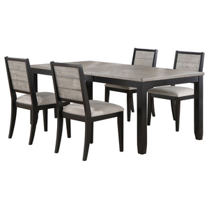 English Elm Centera 5-Piece Dining Table Set: Modern Two-Tone Gray & Black With Comfortable Upholstered Chairs B062S01227