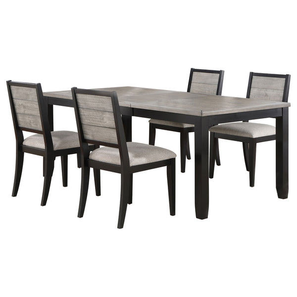 English Elm Centera 5-Piece Dining Table Set: Modern Two-Tone Gray & Black With Comfortable Upholstered Chairs B062S01227