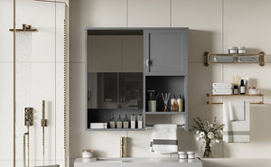 English Elm 29'' Wall Mounted Bathroom Cabinet with Mirror Towel Bar and Adjustable Shelving N710P209440E