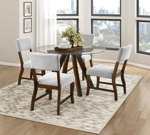 English Elm Contemporary High Back Chenille Dining Chairs Solid Wood Frame Upholstered Set Brown,Gray B011P439061