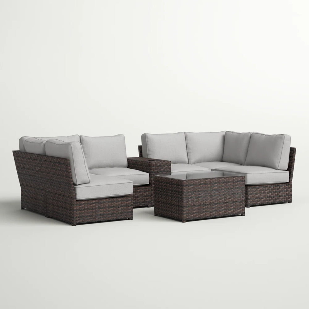 English Elm Fully Assembled 8-Piece Modular Outdoor Seating Group With Plush Cushions For Stylish Gatherings B120S00242