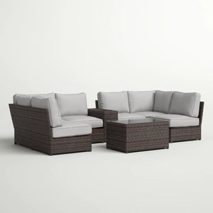 English Elm Fully Assembled 8-Piece Modular Outdoor Seating Group With Plush Cushions For Stylish Gatherings B120S00242