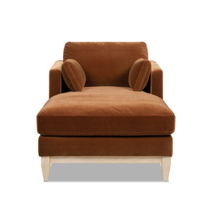 English Elm Jennifer Taylor Home - Knox Burnt Orange 65" Modern Farmhouse Chaise Lounge - Velvet, Feather-Down Foam, Reversible Cushions B2719P391773