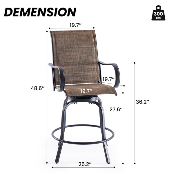 English Elm Patio Swivel Barstools Set of 2 Textilene Mesh Powder Coated Frame All Weather Seating T3623P437318
