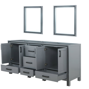 English Elm Dark Grey Double Bath Vanity Set With Mirrors - 72" W Storage Solution For Modern Bathrooms B2731S00584
