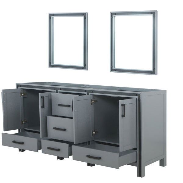 English Elm Dark Grey Double Bath Vanity Set With Mirrors - 72" W Storage Solution For Modern Bathrooms B2731S00584