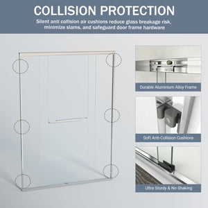 English Elm 44" Semi-frameless Double Sliding Shower Door Brushed Gold Tempered Glass Walk-in W1920P385301