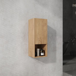 English Elm 12" Bathroom Side Cabinet with Soft-Close Hinges, Wall-Mounted Floating Oak Finish, Space-Saving Storage W999P283315